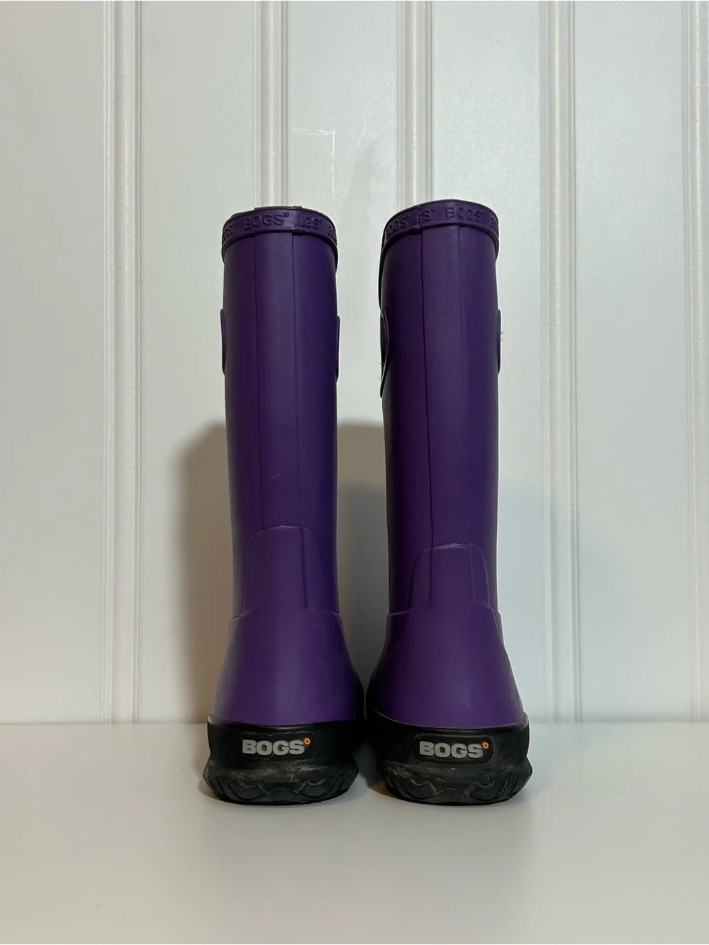 Bogs kids purple rain boots plush lined with handles